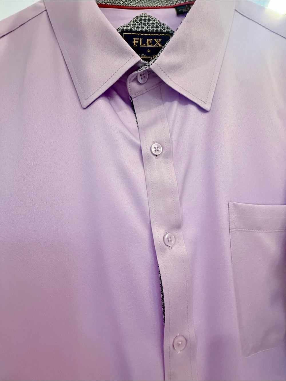 Flex Men’s Lavender Button Down Shirt Large Short Sleeve Design in Italy - Picture 11 of 11